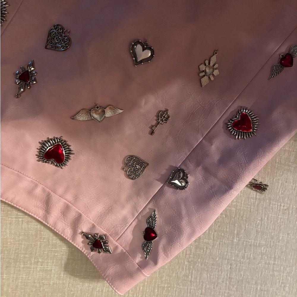 Sugar Thrillz Pink Mini Skirt with Silver and Red Accents - Picture 3 of 5